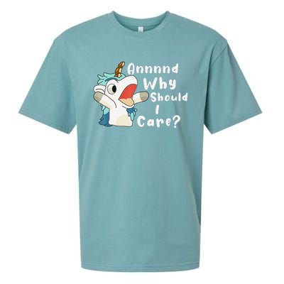 And Why Should I Care Funny Sarcastic Unicorn Xmas Sueded Cloud Jersey T-Shirt