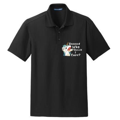 And Why Should I Care Funny Sarcastic Unicorn Dry Zone Grid Polo