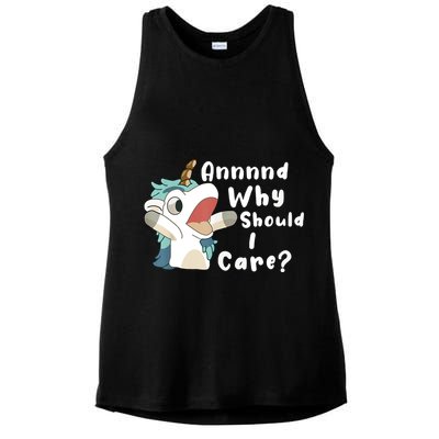 And Why Should I Care Funny Sarcastic Unicorn Ladies PosiCharge Tri-Blend Wicking Tank