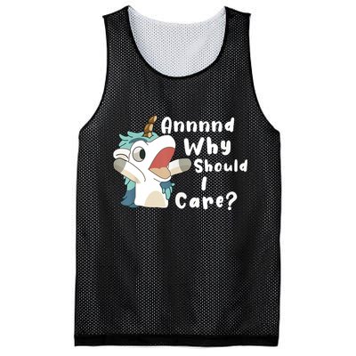 And Why Should I Care Funny Sarcastic Unicorn Mesh Reversible Basketball Jersey Tank