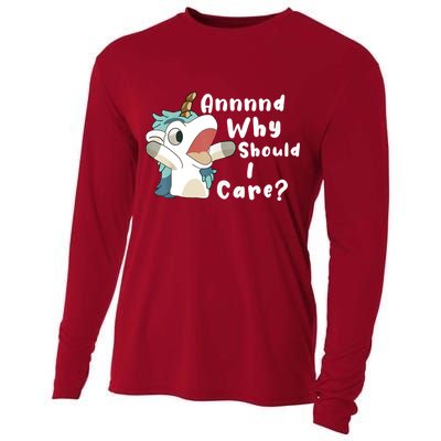 And Why Should I Care Funny Sarcastic Unicorn Cooling Performance Long Sleeve Crew