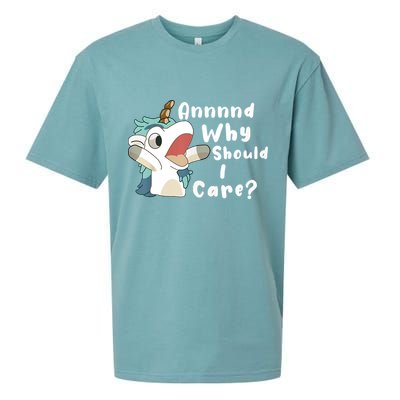 And Why Should I Care Funny Sarcastic Unicorn Sueded Cloud Jersey T-Shirt