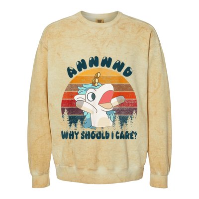 And Why Should I Care Funny Unicorn Lover Colorblast Crewneck Sweatshirt