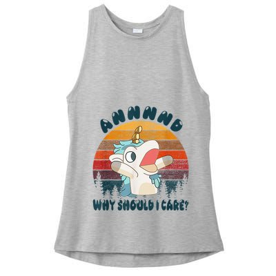 And Why Should I Care Funny Unicorn Lover Ladies PosiCharge Tri-Blend Wicking Tank