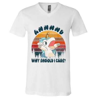 And Why Should I Care Funny Unicorn Lover V-Neck T-Shirt