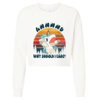 And Why Should I Care Funny Unicorn Lover Cropped Pullover Crew