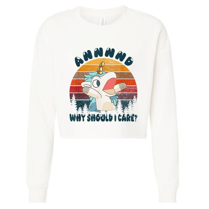 And Why Should I Care Funny Unicorn Lover Cropped Pullover Crew