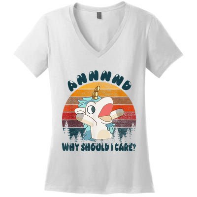 And Why Should I Care Funny Unicorn Lover Women's V-Neck T-Shirt