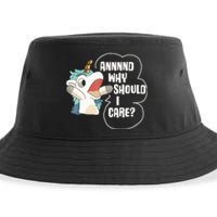 And Why Should I Care Funny Sarcastic Unicorn Lover Sustainable Bucket Hat