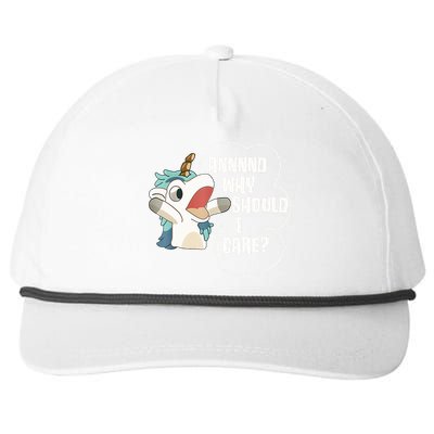 And Why Should I Care Funny Sarcastic Unicorn Lover Snapback Five-Panel Rope Hat