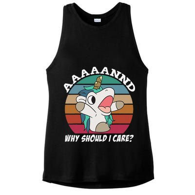And Why Should I Care Funny Sarcastic Unicorn Ladies PosiCharge Tri-Blend Wicking Tank