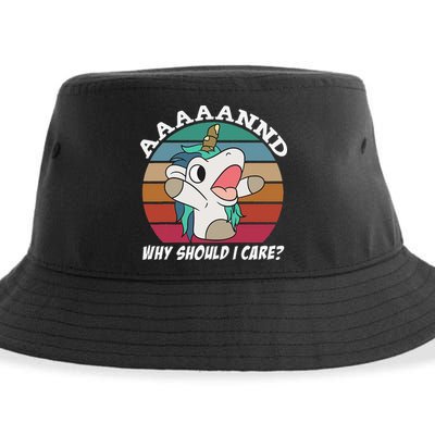 And Why Should I Care Funny Sarcastic Unicorn Sustainable Bucket Hat