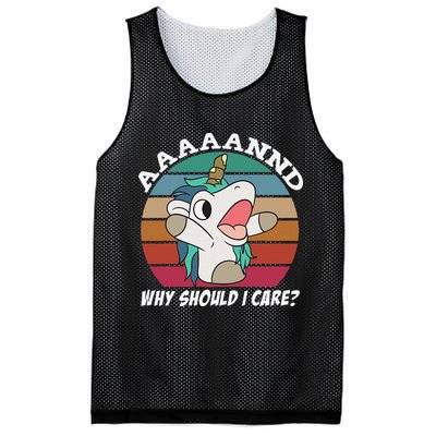 And Why Should I Care Funny Sarcastic Unicorn Mesh Reversible Basketball Jersey Tank