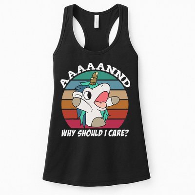 And Why Should I Care Funny Sarcastic Unicorn Womens Tank Top
