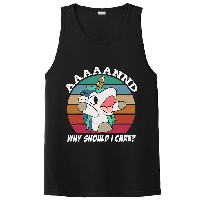 And Why Should I Care Funny Sarcastic Unicorn PosiCharge Competitor Tank