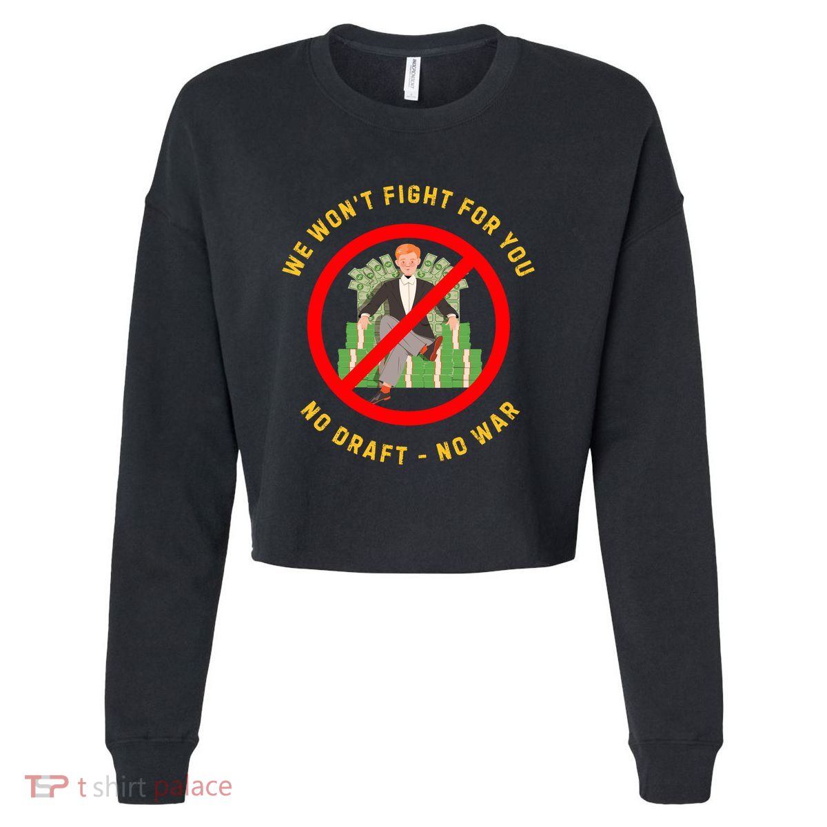 Anti War Selective Service Draft Vintage Peace Cropped Pullover Crew