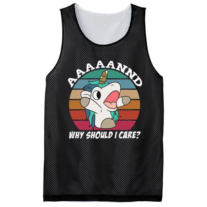 And Why Should I Care Funny Sarcastic Unicorn Mesh Reversible Basketball Jersey Tank