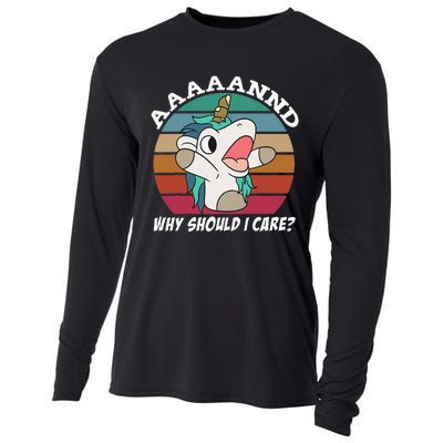 And Why Should I Care Funny Sarcastic Unicorn Cooling Performance Long Sleeve Crew