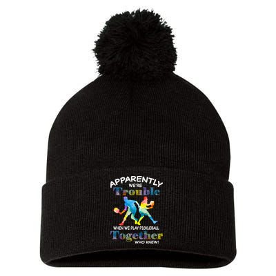 APPARENTLY WE'RE TROUBLE PICKLEBALL MEN Pom Pom 12in Knit Beanie