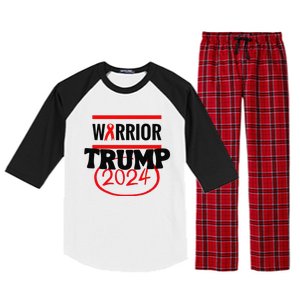 Awesome Warrior Trump 2024 Gift Raglan Sleeve Pajama Set