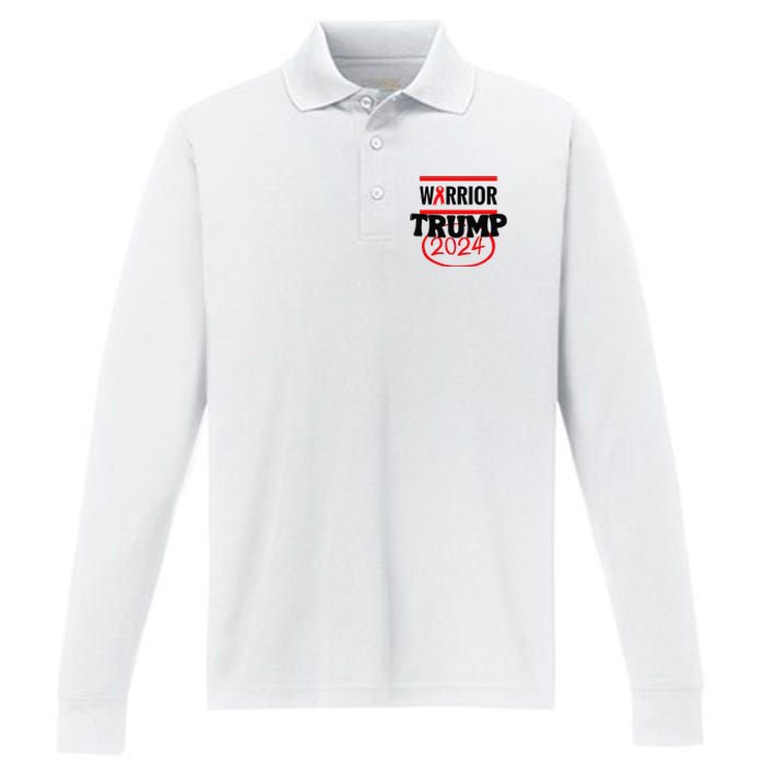 Awesome Warrior Trump 2024 Gift Performance Long Sleeve Polo