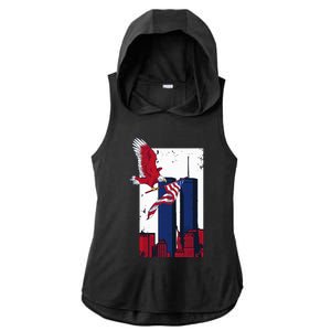 America World Trade Never Forget Ladies PosiCharge Tri-Blend Wicking Draft Hoodie Tank