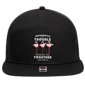 Apparently We're Trouble Flamingo 7 Panel Mesh Trucker Snapback Hat