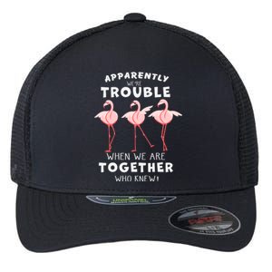 Apparently We're Trouble Flamingo Flexfit Unipanel Trucker Cap