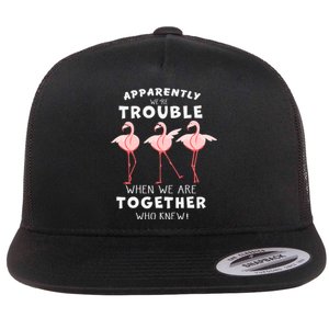 Apparently We're Trouble Flamingo Flat Bill Trucker Hat