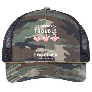 Apparently We're Trouble Flamingo Retro Rope Trucker Hat Cap