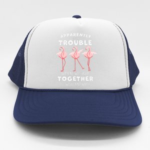 Apparently We're Trouble Flamingo Trucker Hat