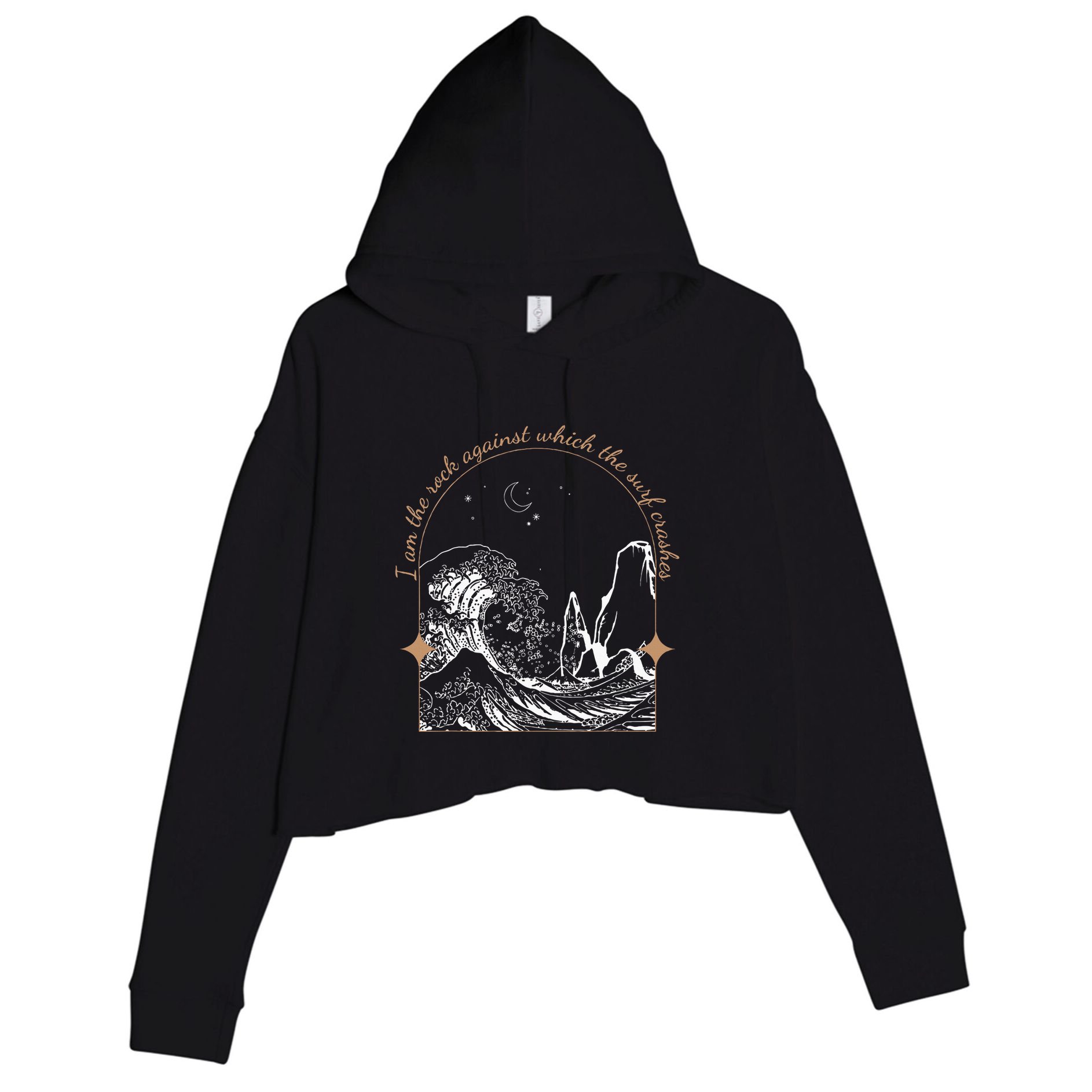 Against Which The Surf Crashes Crop Fleece Hoodie