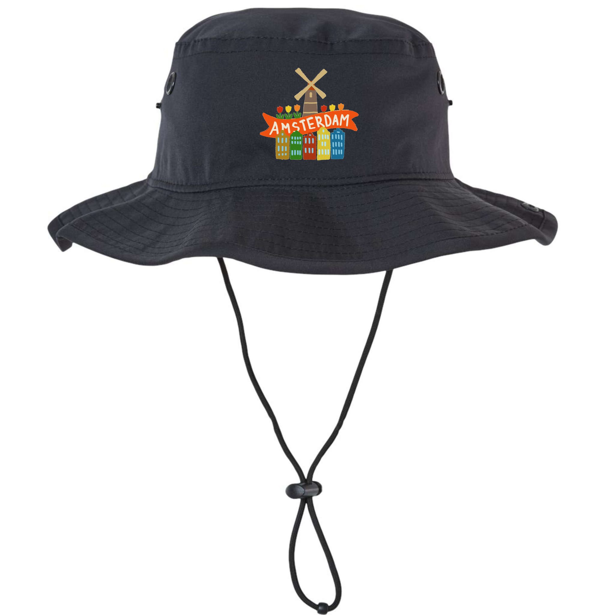 Amsterdam Windmill Tulips Houses Holland Netherlands Bucket Hat
