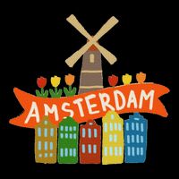 Amsterdam Windmill Tulips Houses Holland Netherlands Drawstring Bag