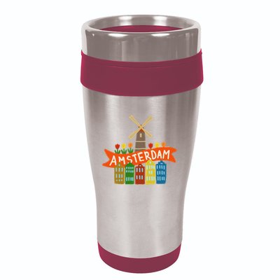 Amsterdam Windmill Tulips Houses Holland Netherlands 16oz Travel Tumbler