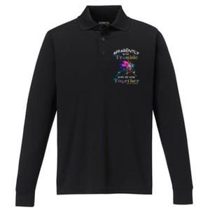 Apparently WeRe Trouble When We Fishing Together Fisher Gift Performance Long Sleeve Polo