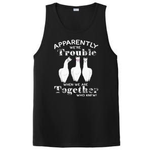 Apparently We’Re Trouble When We Are Together Who Knew Funny Llama PosiCharge Competitor Tank