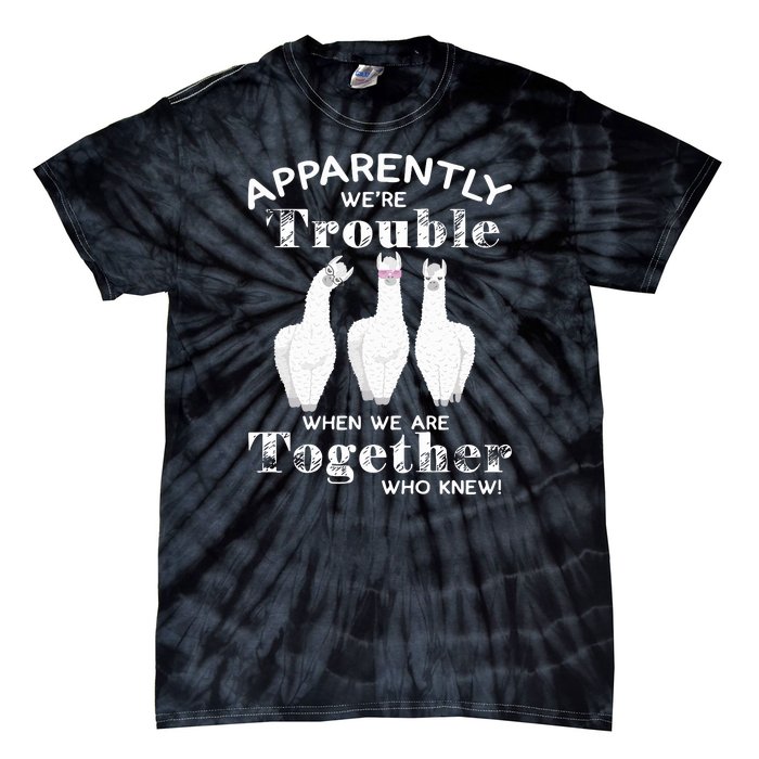 Apparently We’Re Trouble When We Are Together Who Knew Funny Llama Tie-Dye T-Shirt