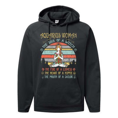 Aquarius Woman The Soul Of A Witch Vintage Birthday Performance Fleece Hoodie