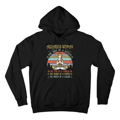 Aquarius Woman The Soul Of A Witch Vintage Birthday Hoodie