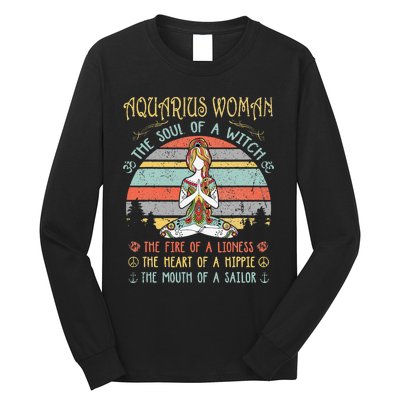 Aquarius Woman The Soul Of A Witch Vintage Birthday Long Sleeve Shirt