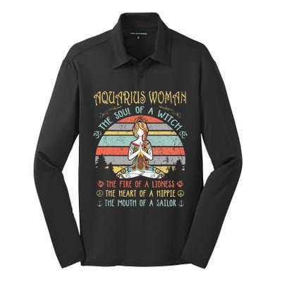 Aquarius Woman The Soul Of A Witch Vintage Birthday Silk Touch Performance Long Sleeve Polo