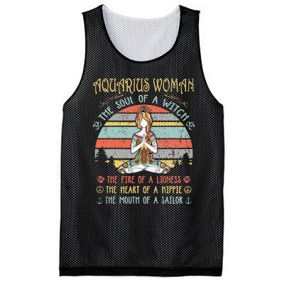 Aquarius Woman The Soul Of A Witch Vintage Birthday Mesh Reversible Basketball Jersey Tank