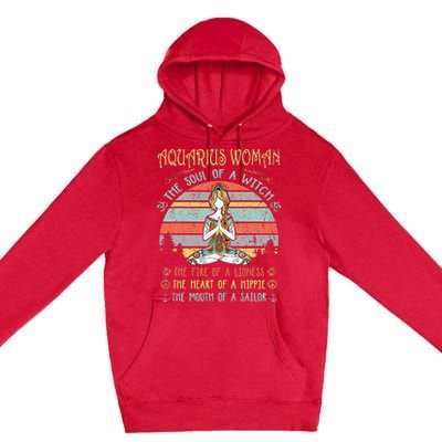 Aquarius Woman The Soul Of A Witch Vintage Birthday Premium Pullover Hoodie