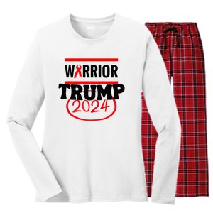 Awesome Warrior Trump 2024 Gift Women's Long Sleeve Flannel Pajama Set 