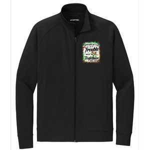 Apparently WeRe Trouble When WeRe Together Bestie Funny Xmas Stretch Full-Zip Cadet Jacket