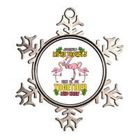 Apparently We're Trouble When We Are Together Who Knew Flamingo Funny Metallic Star Ornament