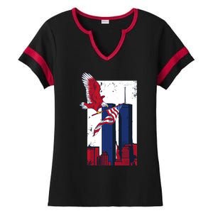 America World Trade Never Forget Ladies Halftime Notch Neck Tee