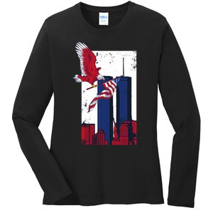 America World Trade Never Forget Ladies Long Sleeve Shirt