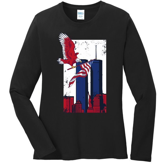 America World Trade Never Forget Ladies Long Sleeve Shirt